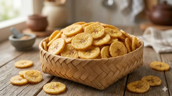 Keripik Pisang Koin dalam Nampan